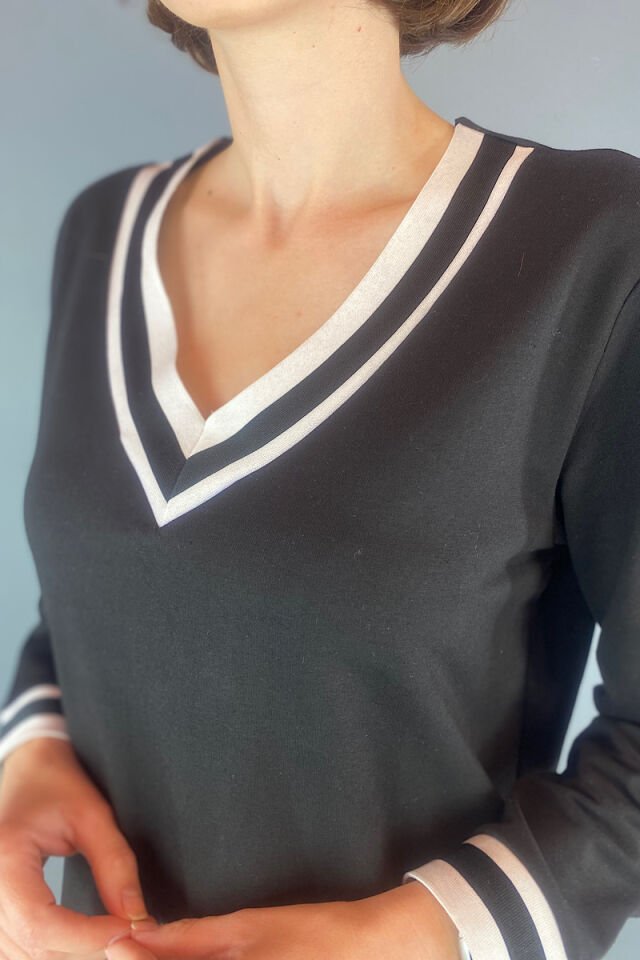 Bilek ve Yaka Lastikli Sweat Elbise