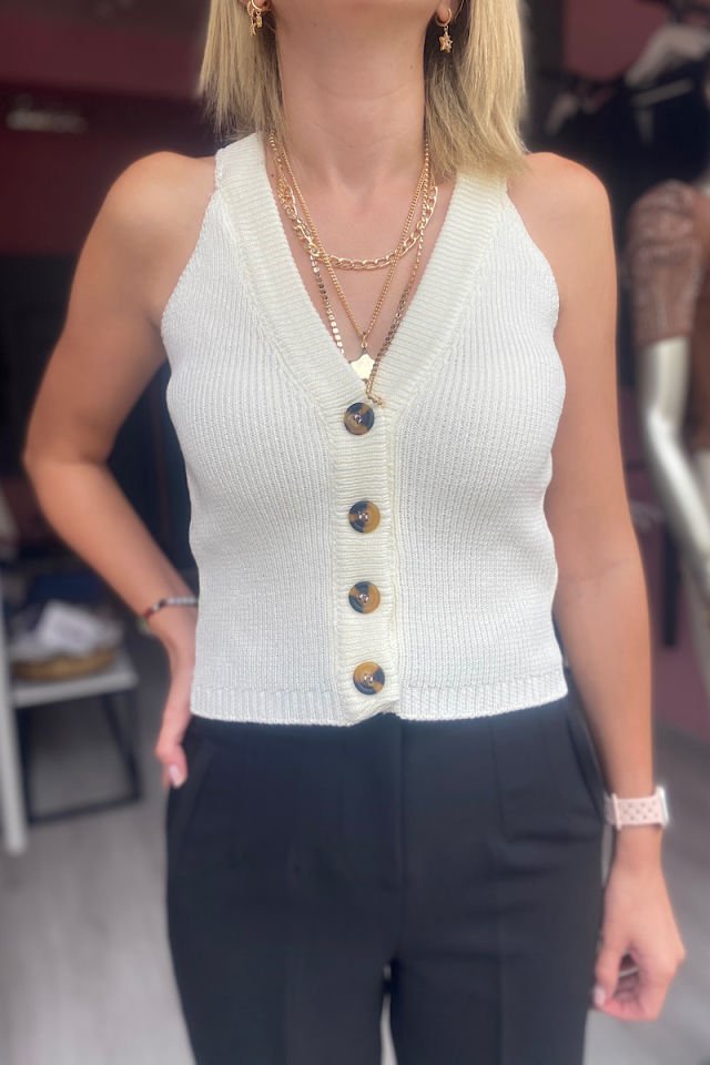 Halter Kesim Marka Model Yelek -Ekru