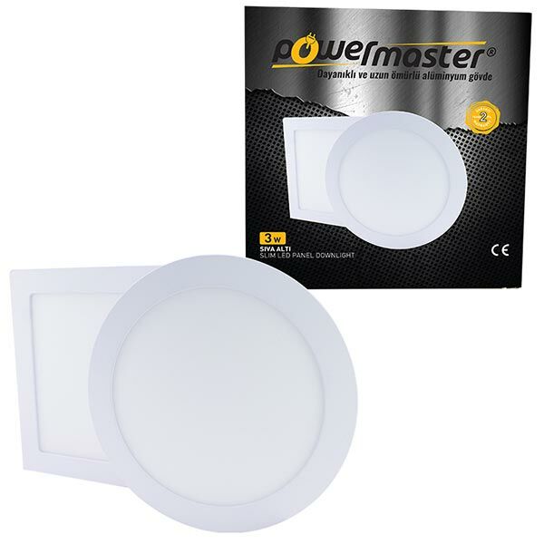 Powermaster 3W Sıva Altı 6500K Beyaz 74mm Yuvarlak İnce Spot Panel