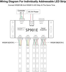 WS2812B, WS2811, WS2811, 13 piksel RGB için Şerit LED SP901E SPI sinyal amplifikatörü