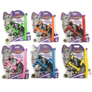 203148-Catlife Göğüs Tasması+Gezirme Mix Color Basıc