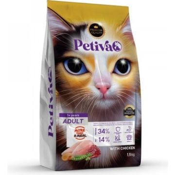 PETİVA YETİŞKİN KEDİ MAMASI TAVUK ETLİ 1,5 KG