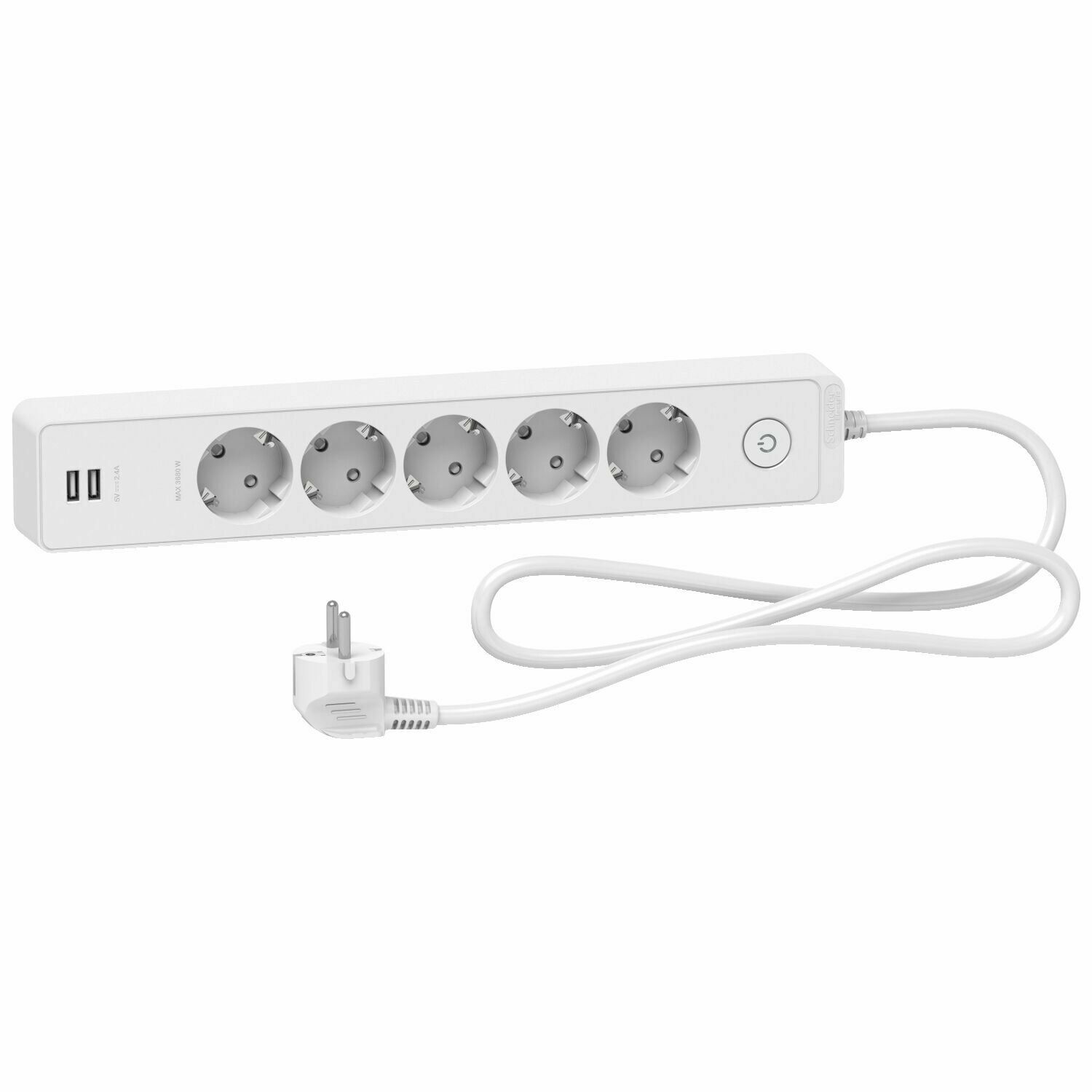 Schneider Electric Unica 5li 3 Metre USB Girişli Grup Priz Anahtarlı ST945U3W