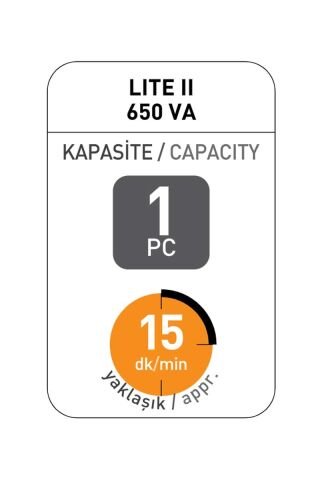 Tunçmatik 650VA / 360W Lite II 360W Line İnteractive UPS Güç Kaynağı TSK5200