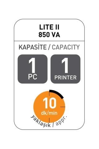 Tunçmatik 850VA / 480W Lite II Line İnteractive UPS Güç Kaynağı TSK5201