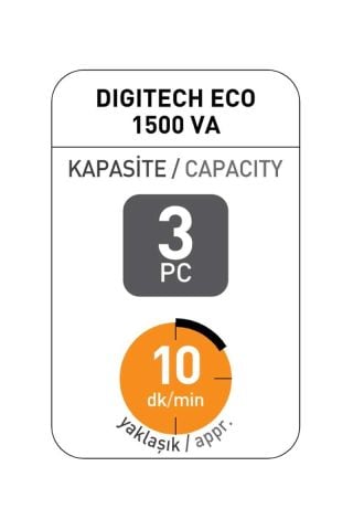 Tunçmatik 1500VA / 900W Digitech ECO Line İnteractive UPS Güç Kaynağı TSK3672