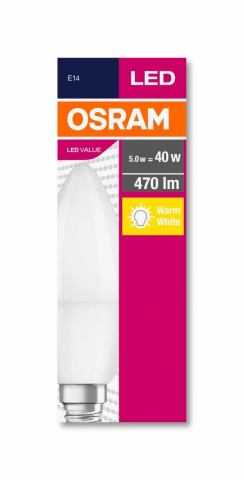 Osram 4.9W Günışığı Sarı Işık Buji Led Ampul Value 470 Lümen E14