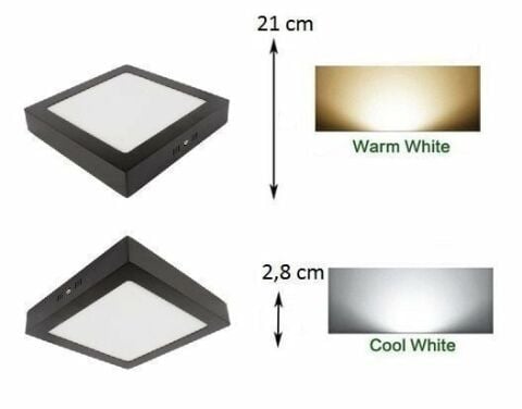 Cata 18w Led Panel Kare Sıva Üstü Siyah Kasa Beyaz Işık Ct-5236B