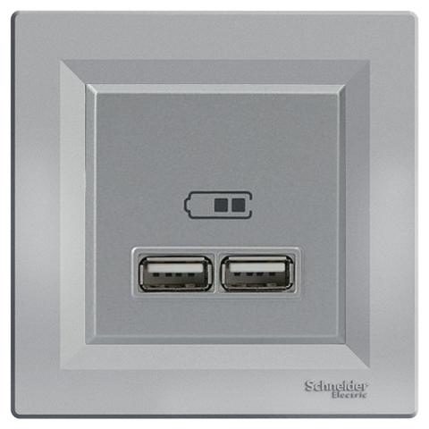 Schneider Asfora Plus Alüminyum USB Şarj Prizi 2.1A Type A Çerçeveli - EPH2700261