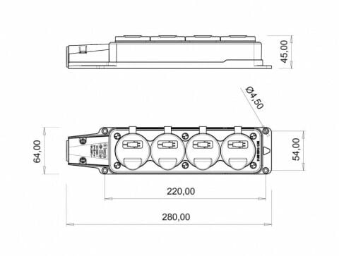 Bemis Kauçuk 4'lü Dörtlü Grup Priz 1x16 Amper 220 Volt BK1-1402-3614