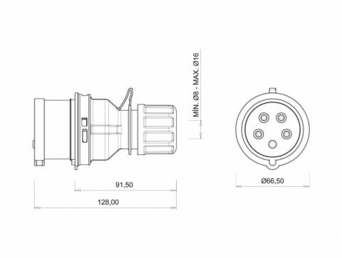 Bemis 5X16A Düz Seyyar Erkek Fiş IP 44 380 Volt BC1-1505-2011