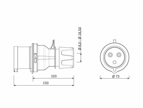 Bemis 3X32A Düz Seyyar Erkek Fiş IP 44 220 Volt BC1-3403-2011