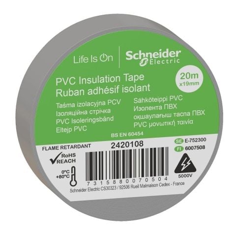 Schneider Gri PVC İzole Bant 20mt*19mm 2420108