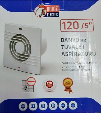 Horoz 120'lik 12 CM Pimaş Banyo ve Tuvalet Aspiratör Havalandırma Fanı