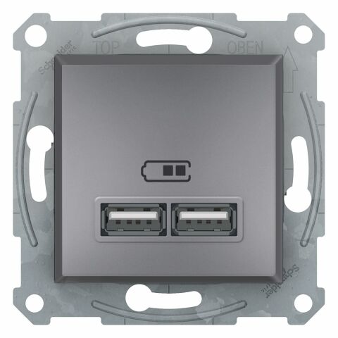 Schneider Asfora Plus Çelik USB Şarj Prizi 2.1A Type A Çerçevesiz - EPH2700262