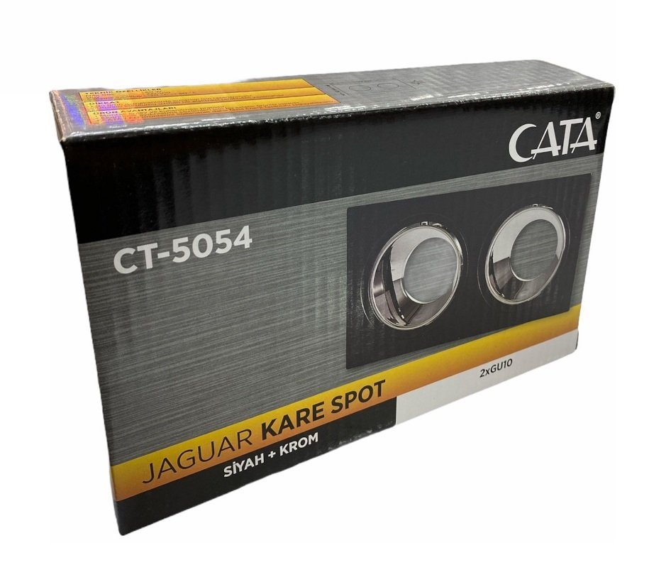 Cata Jaguar Siyah Platin Diktörtgen 2li Spot Kasası CT-5054