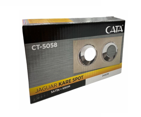 Cata Jaguar Satin Platin Diktörtgen 2li Spot Kasası CT-5058