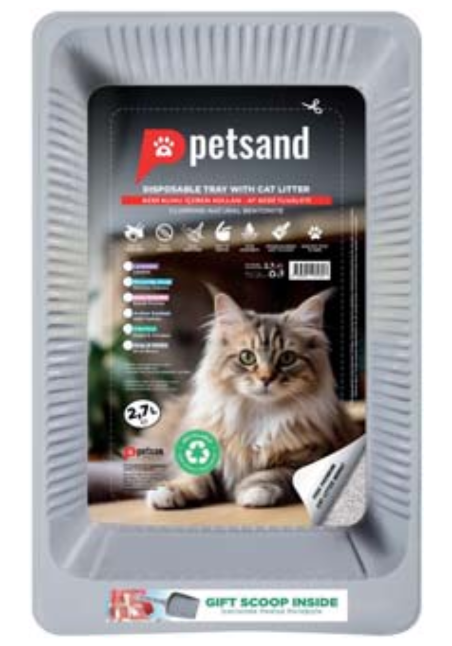 PetClay Kedi Kumu İçeren Kullan At Kedi Tuvaleti Aktif Karbonlu (Kürek Hediyeli) 2,7lt