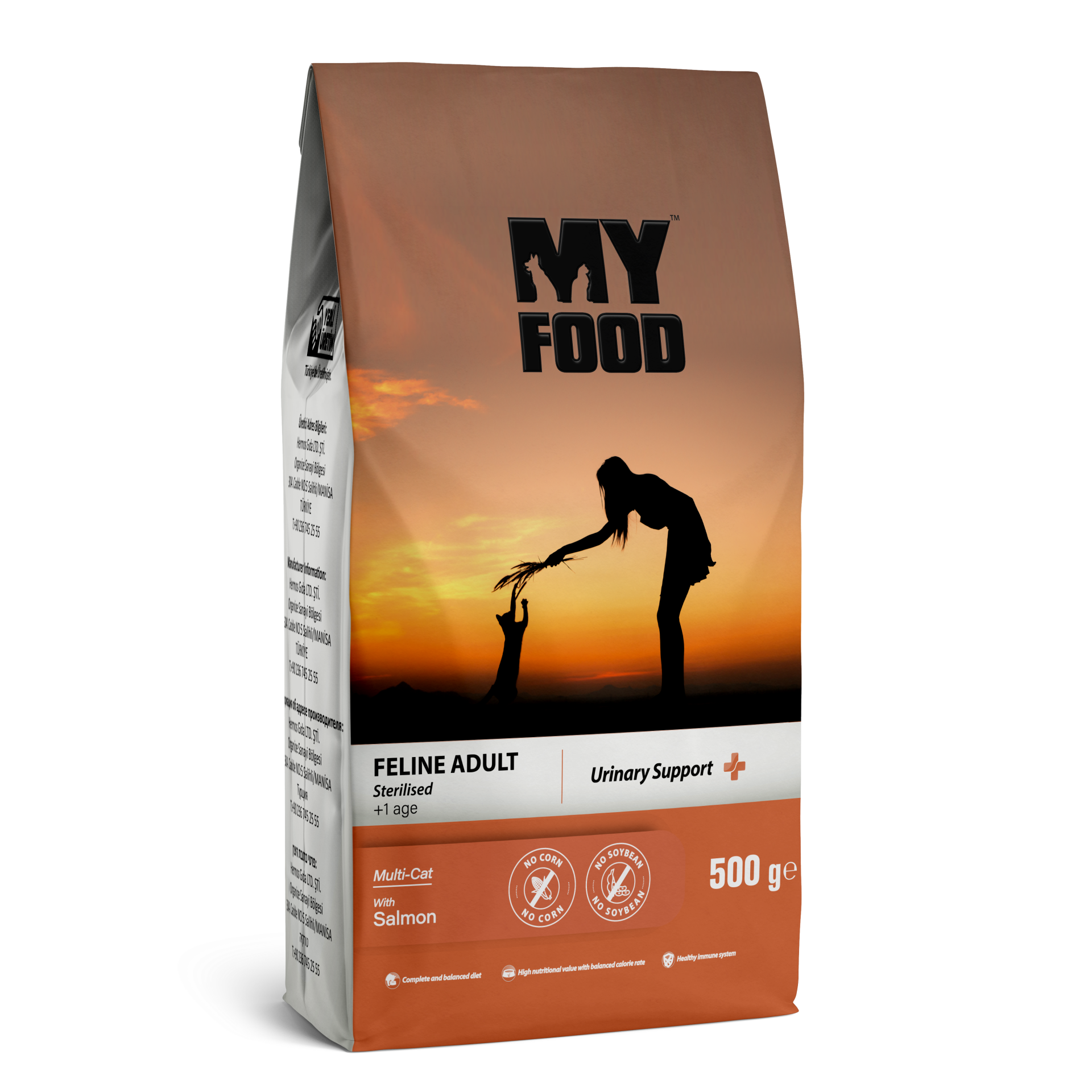 MyFood Kısırlaştırılmış Yetişkin Kedi Maması Somonlulu 500gr.