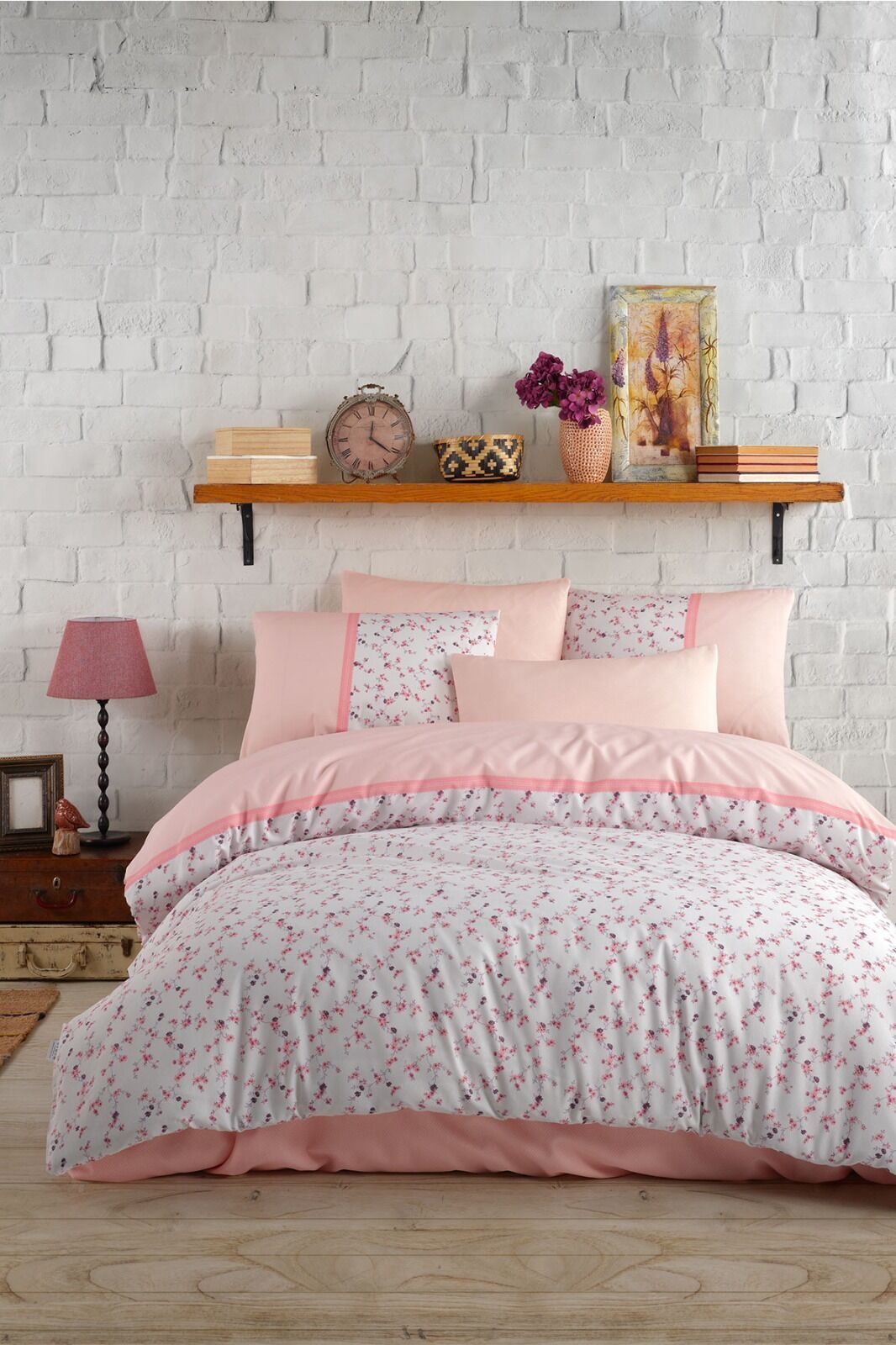 ALMOSS RANFORCE PAMUKLU  LİLY PEMBE NEVRESİM TAKIMI