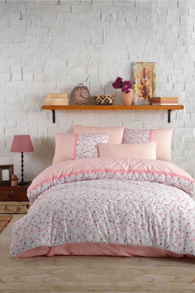 ALMOSS RANFORCE PAMUKLU  LİLY PEMBE NEVRESİM TAKIMI