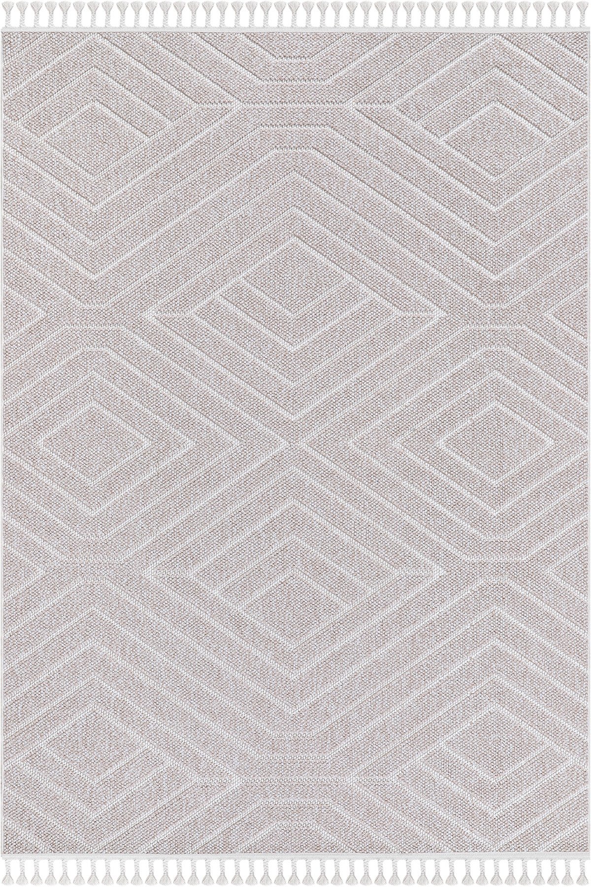 CARINA 8360D BEIGE-WHITE DECORATIVE MACHINE CARPET