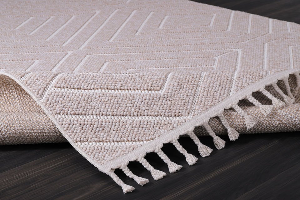 CARINA 8360D BEIGE-WHITE DECORATIVE MACHINE CARPET