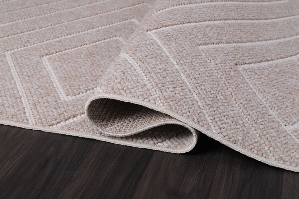 CARINA 8360D BEIGE-WHITE DECORATIVE MACHINE CARPET