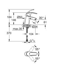 Grohe Eurosmart Lavabo Bataryası S-Boyut (32467002)