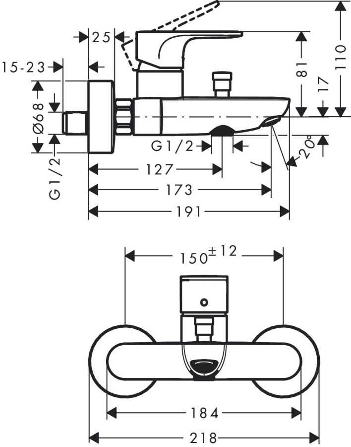 Hansgrohe Rebris S Banyo Bataryası 72440000