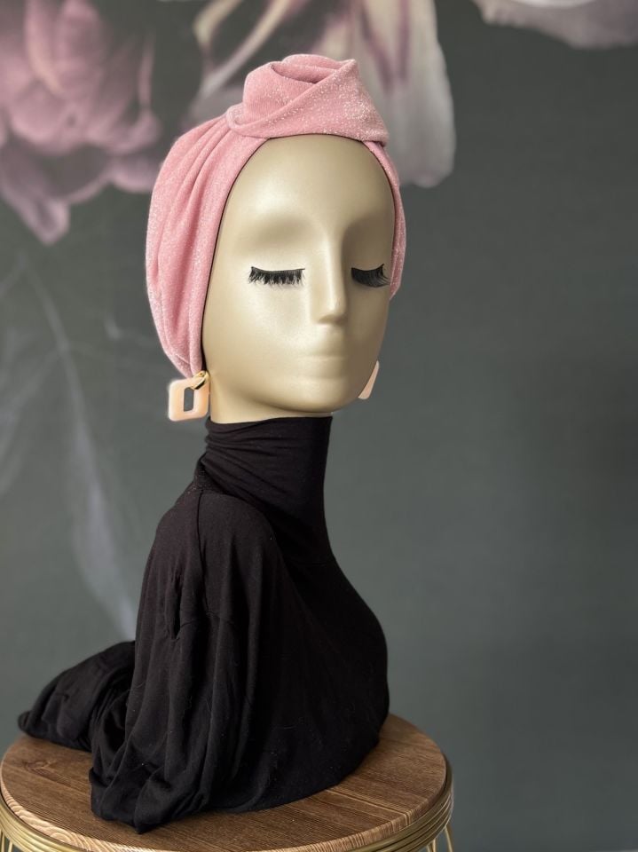 Işıltılı Bone Pembe Zahmetsiz Şıklık