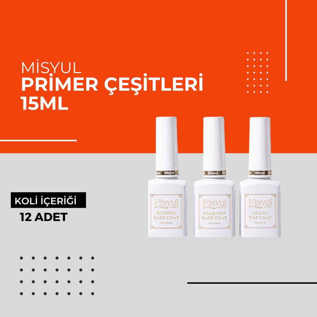 (Toptan) Misyul Primer Çeşitleri 15ml 1 Koli (12 Adet)