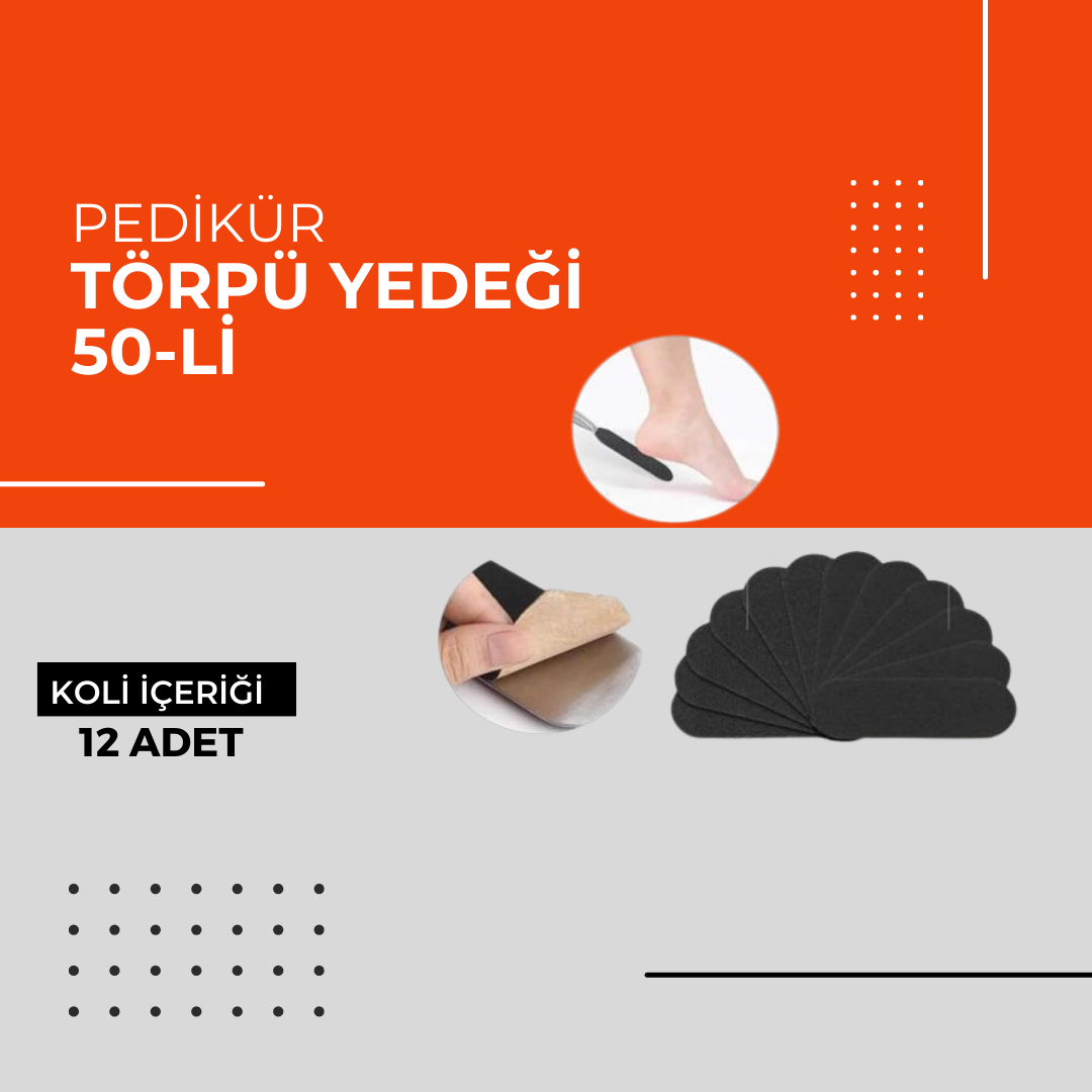 (Toptan) Pedikür Törpü Yedeği 50-li 1 Koli (12 Adet)