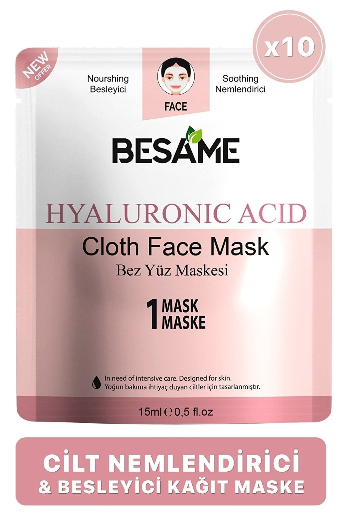 Besame Hyaluronic Acid Kağıt Maske 10'lu