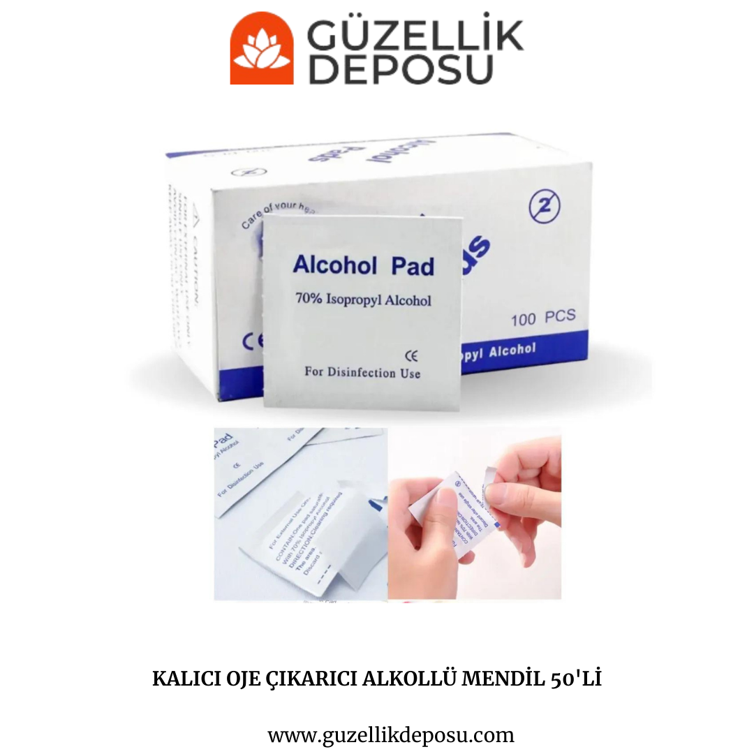 Kalıcı Oje Çıkarıcı Alkollü Mendil 50'li