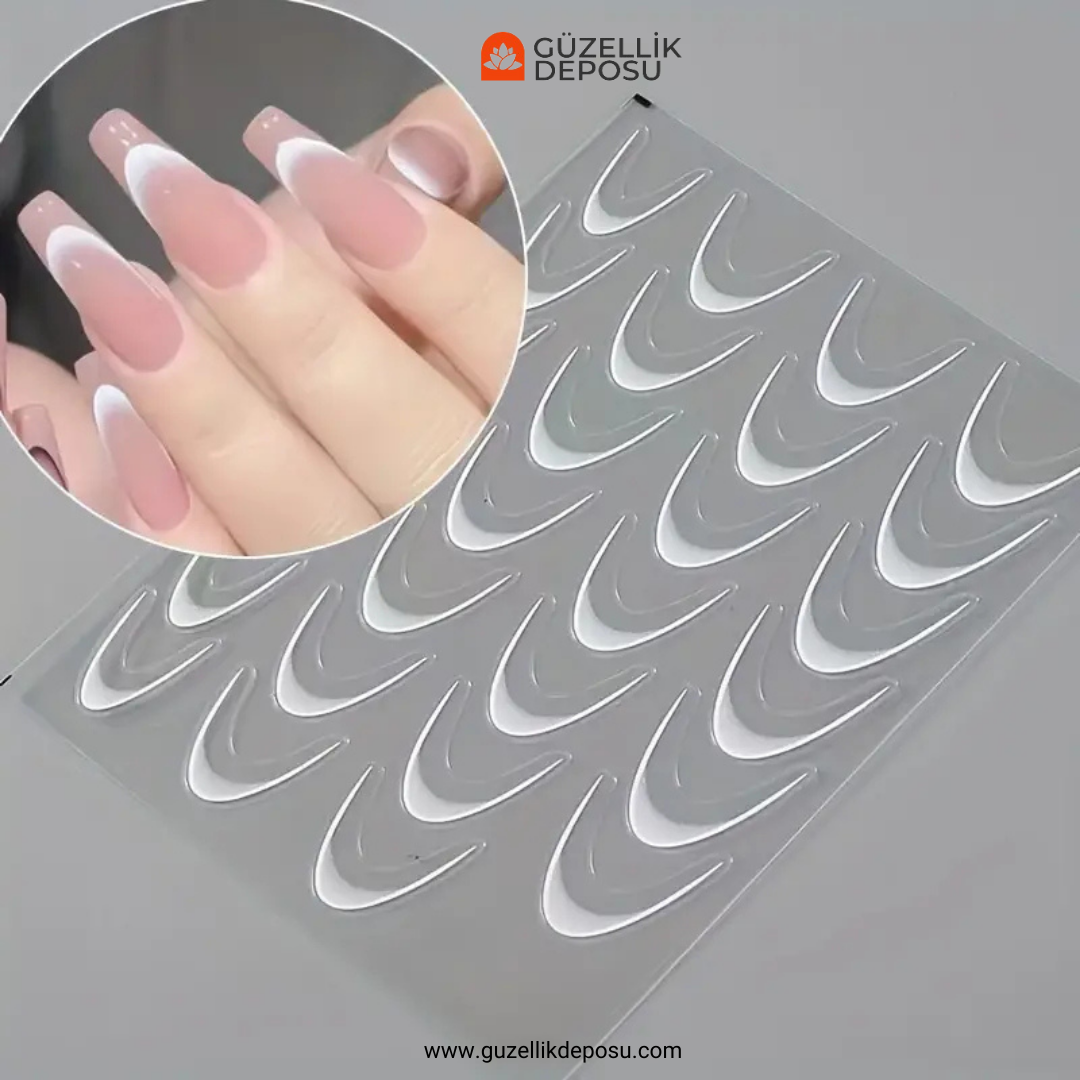 Ombre French Sticker Beyaz