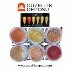 Nail Art Tırnak Süsleme Simli Şeker Toz Gold 6'lı