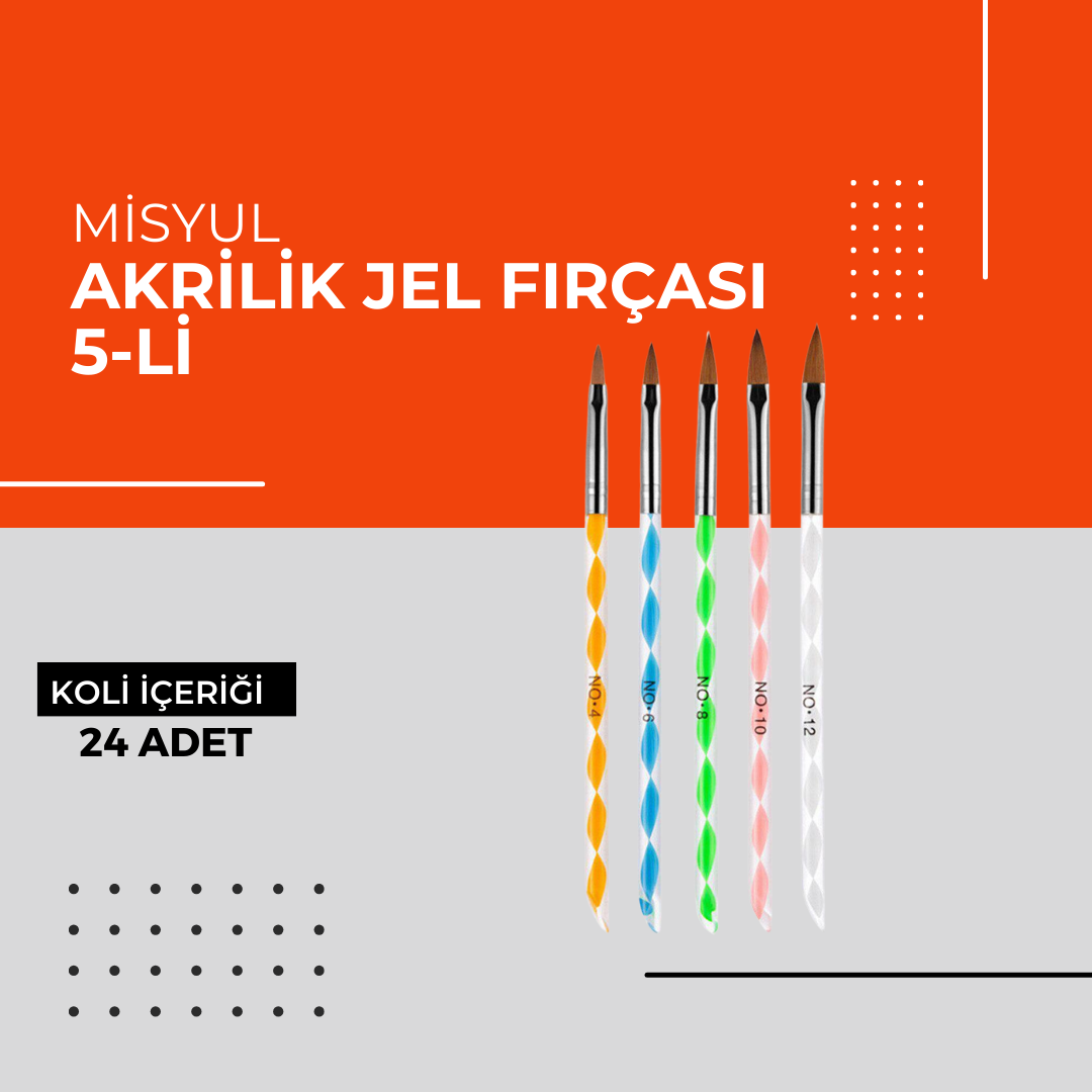 (Toptan) Akrilik Jel Fırçası 5-li 1 Koli (24 Adet)