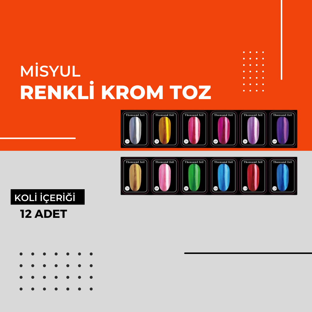 (Toptan) Krom Toz Renk Çeşitleri 1 Paket (12 Adet)