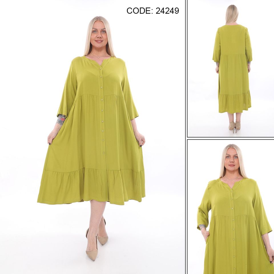 Büyük Beden Kadın Elbise 24249 Limon