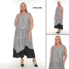 BUYUKBEDEN  ASKILI GRI TARZ ELBISE ZP 23095 24 YAZ