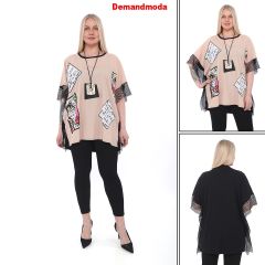 Kolları fıle onu  modern baskı detaylı bluz 1145