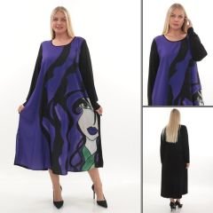 ZP 22975 MOR BASKI DETAY ELBISE