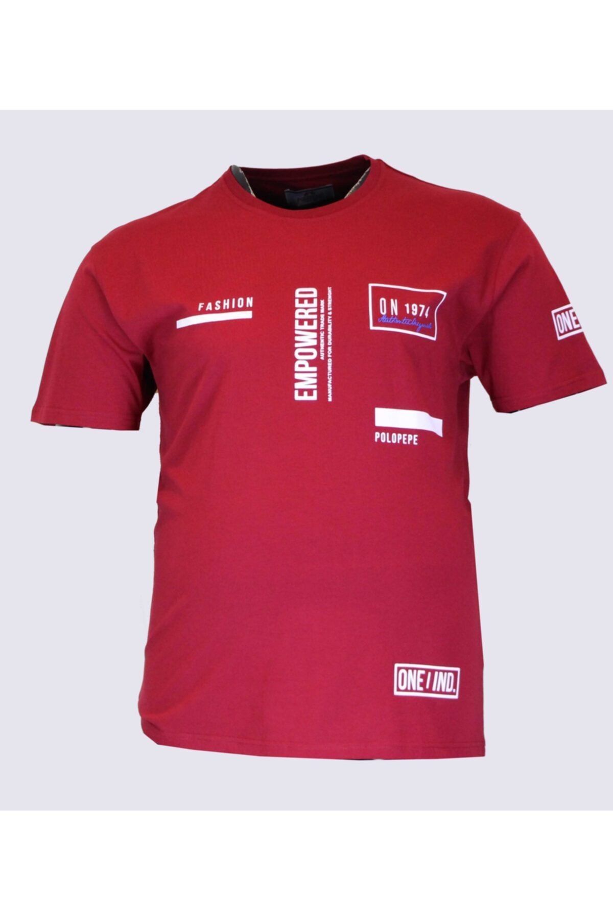 Erkek Bordo Büyük Beden Tişört 1304-8
