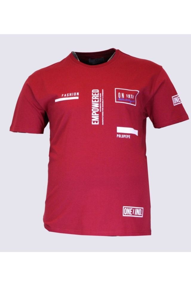 Erkek Bordo Büyük Beden Tişört 1304-8