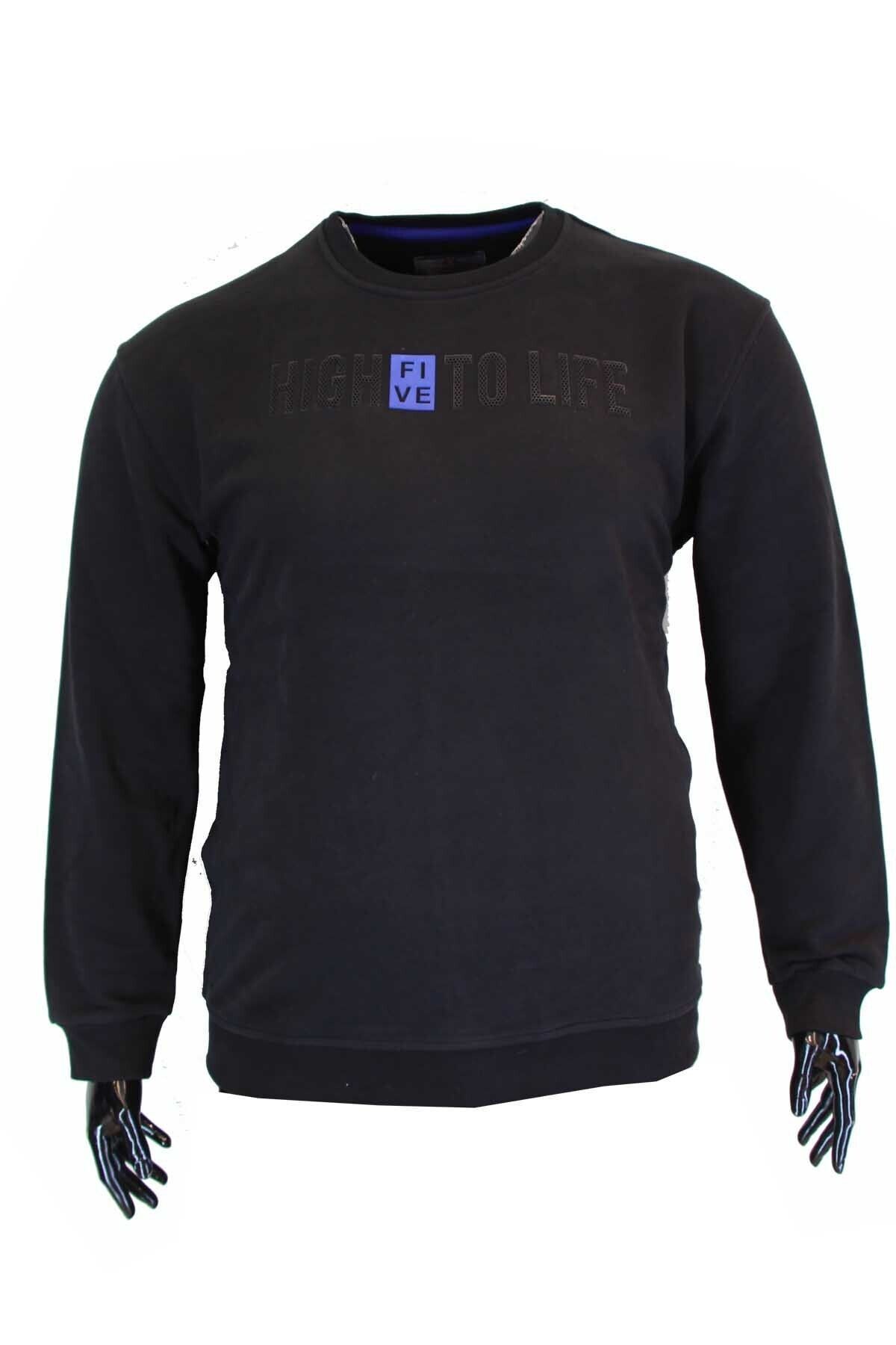 Erkek Siyah Büyük Beden Sweatshirt 20453-2