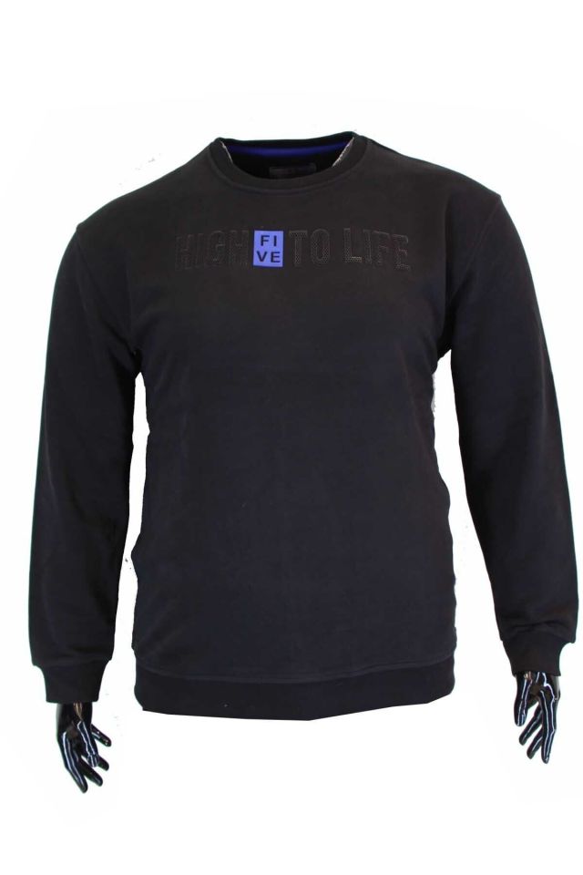 Erkek Siyah Büyük Beden Sweatshirt 20453-2