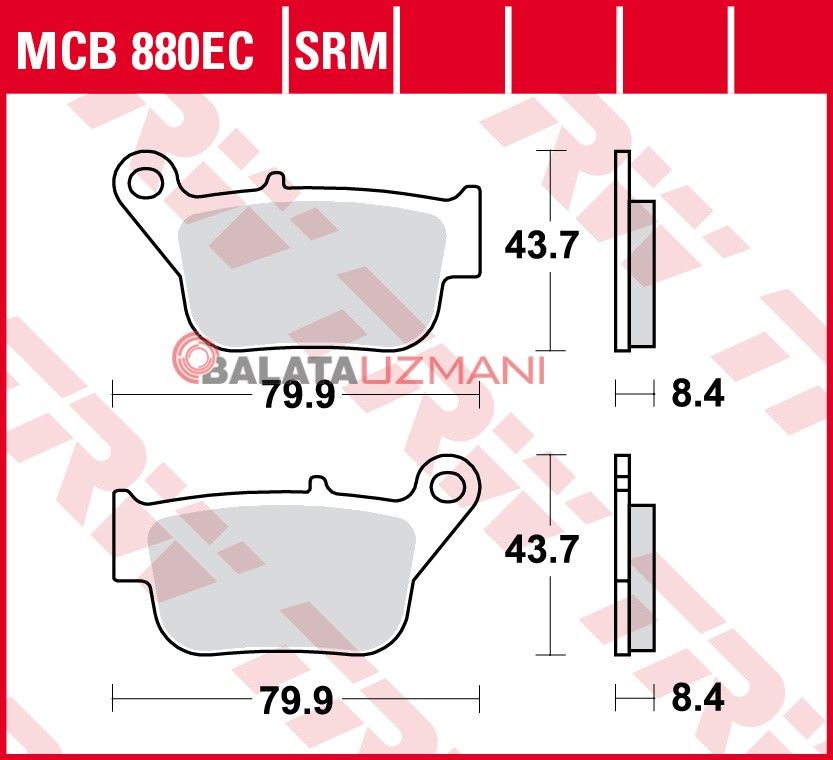 Yamaha YP 250 RX-Max, ABS (2014-> --) Arka Sinter Fren Balatasi TRW MCB880SRM