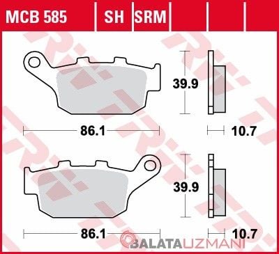 Triumph 800 Tiger XC/XCR/XCX ABS A08 (2015-> --) Arka Organik Fren Balatasi TRW MCB585*