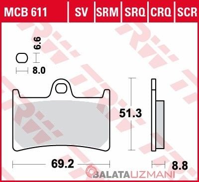 Yamaha FZ8 800 N, NA, S, SA Fazer (2010-> --) Ön Organik Fren Balatasi TRW MCB611*